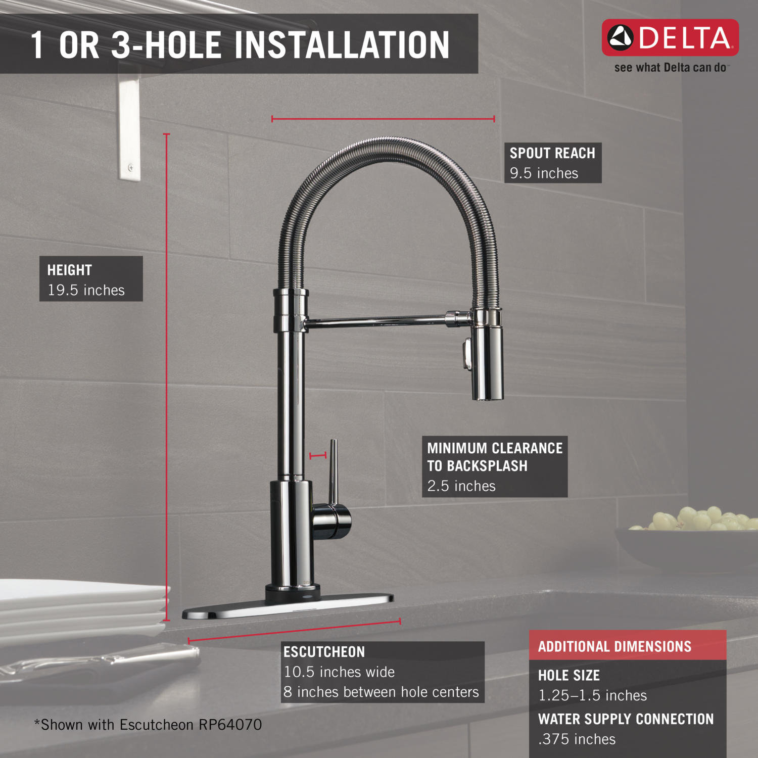 Delta Trinsic Pro Single Handle Deck Mounted Pull Down Kitchen Faucet